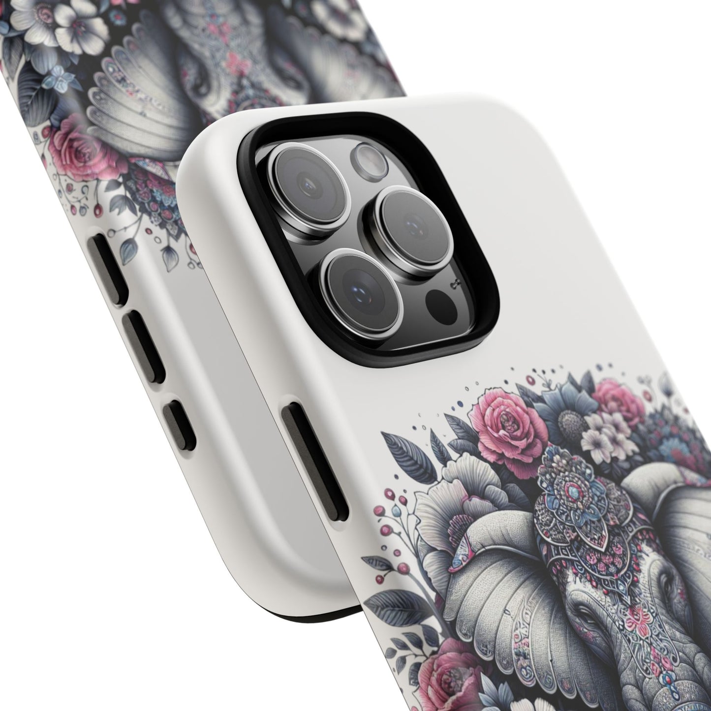 Ornate Floral Elephant Mobile Cover – Elegant Bohemian Art