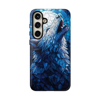 Mystic Moon Wolf – Stained Glass Mosaic Phone Case for iPhone, Samsung & Pixel