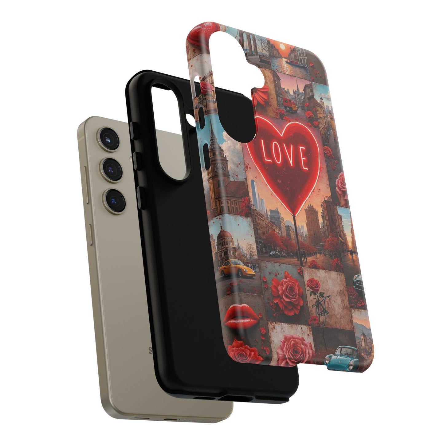 Neon Love Heart & Rose Phone Case