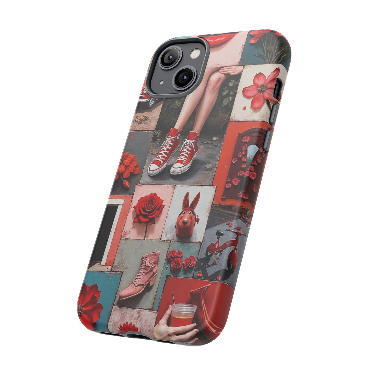 Red Sneakers & Roses Collage Phone Case