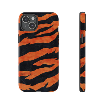 Burnt Orange & Black Tiger Stripes Phone Case for iPhone, Samsung & Google Pixel