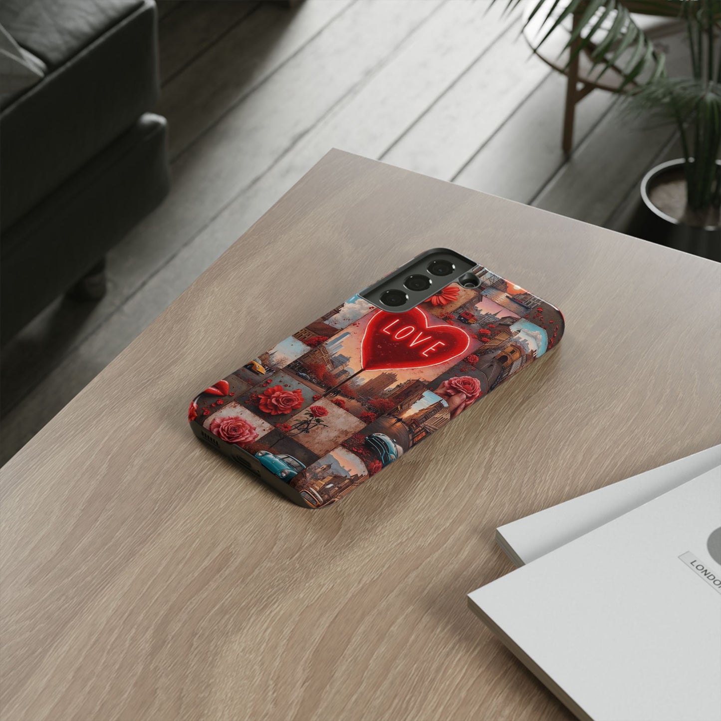 Neon Love Heart & Rose Phone Case