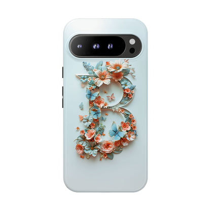 Floral Letter B Phone Case – Personalized Aesthetic Cover for iPhone, Samsung & Google Pixel