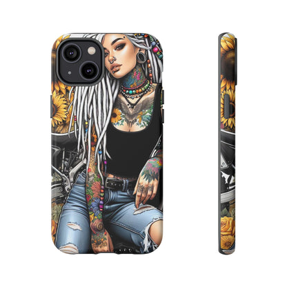 Sunflower Biker Queen – Bohemian Tattooed Rebel Mobile Cover