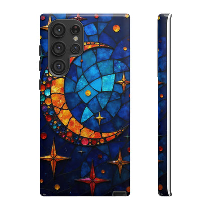 Celestial Crescent: Moon and Stars in Color