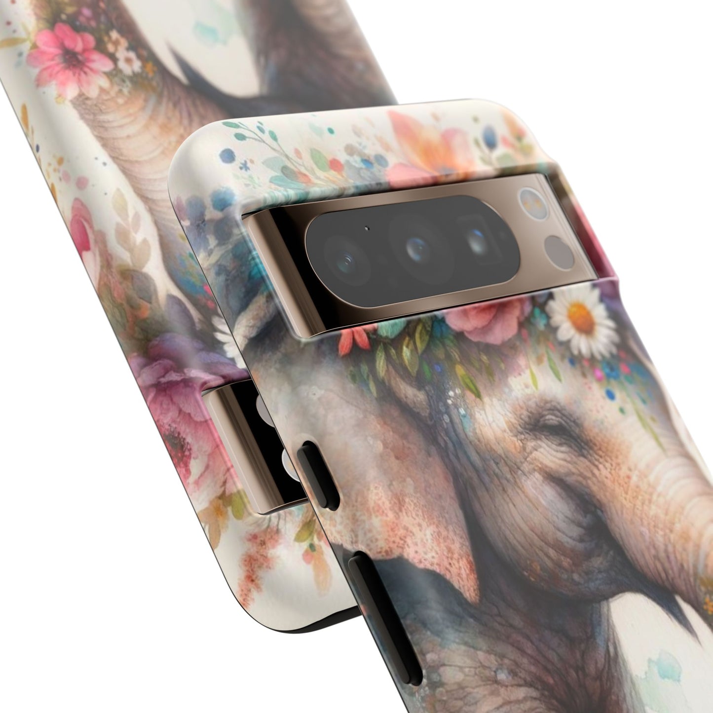 Joyful Floral Elephant Mobile Cover – Whimsical Watercolor Art