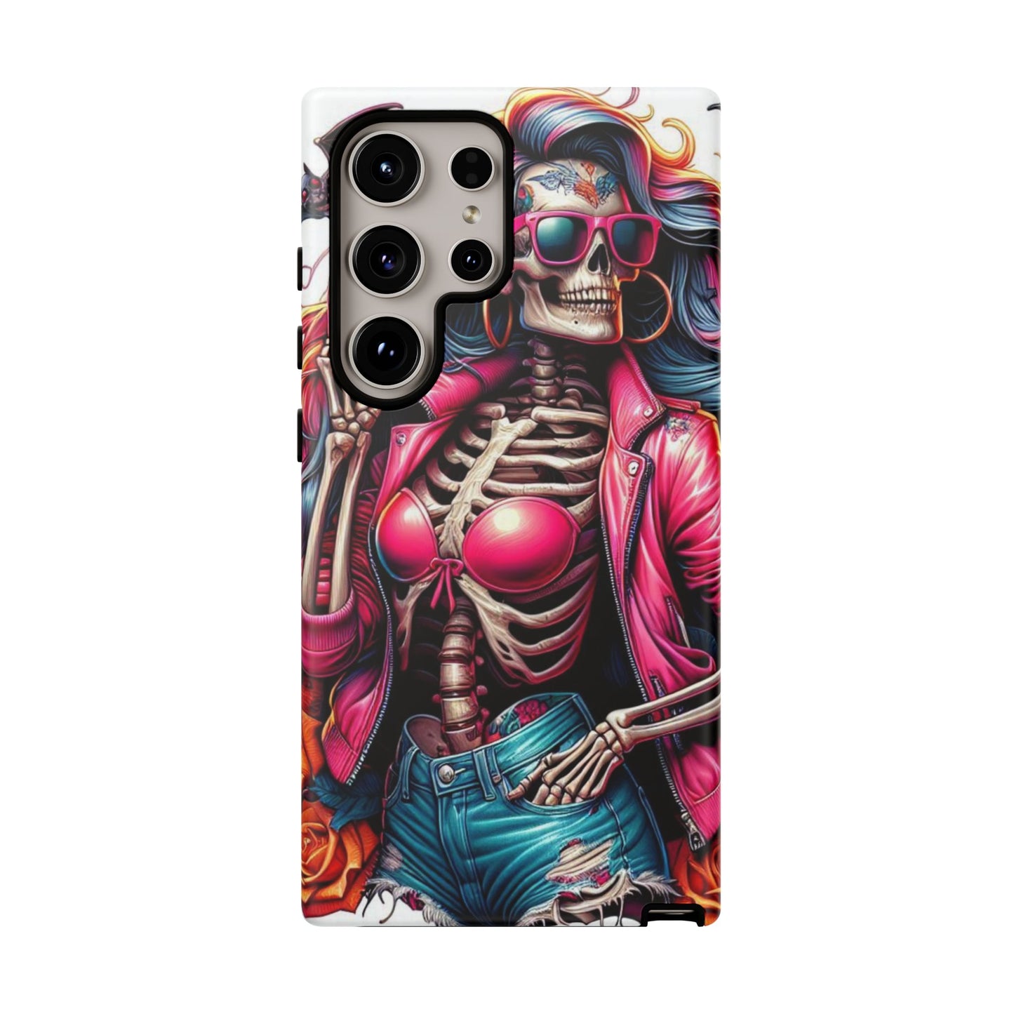 Neon Bones – Retro Skeleton & Vibrant Punk Aesthetic Mobile Cover