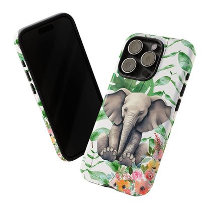 Cute Baby Elephant Mobile Cover – Floral & Tropical Aesthetic