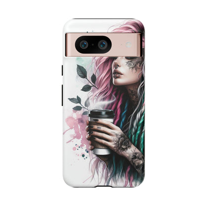 Boho Rebel – Vibrant Dreadlocks & Tattooed Coffee Lover Mobile Cover
