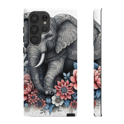 Mandala Elephant Mobile Cover – Elegant Black & White Floral Art