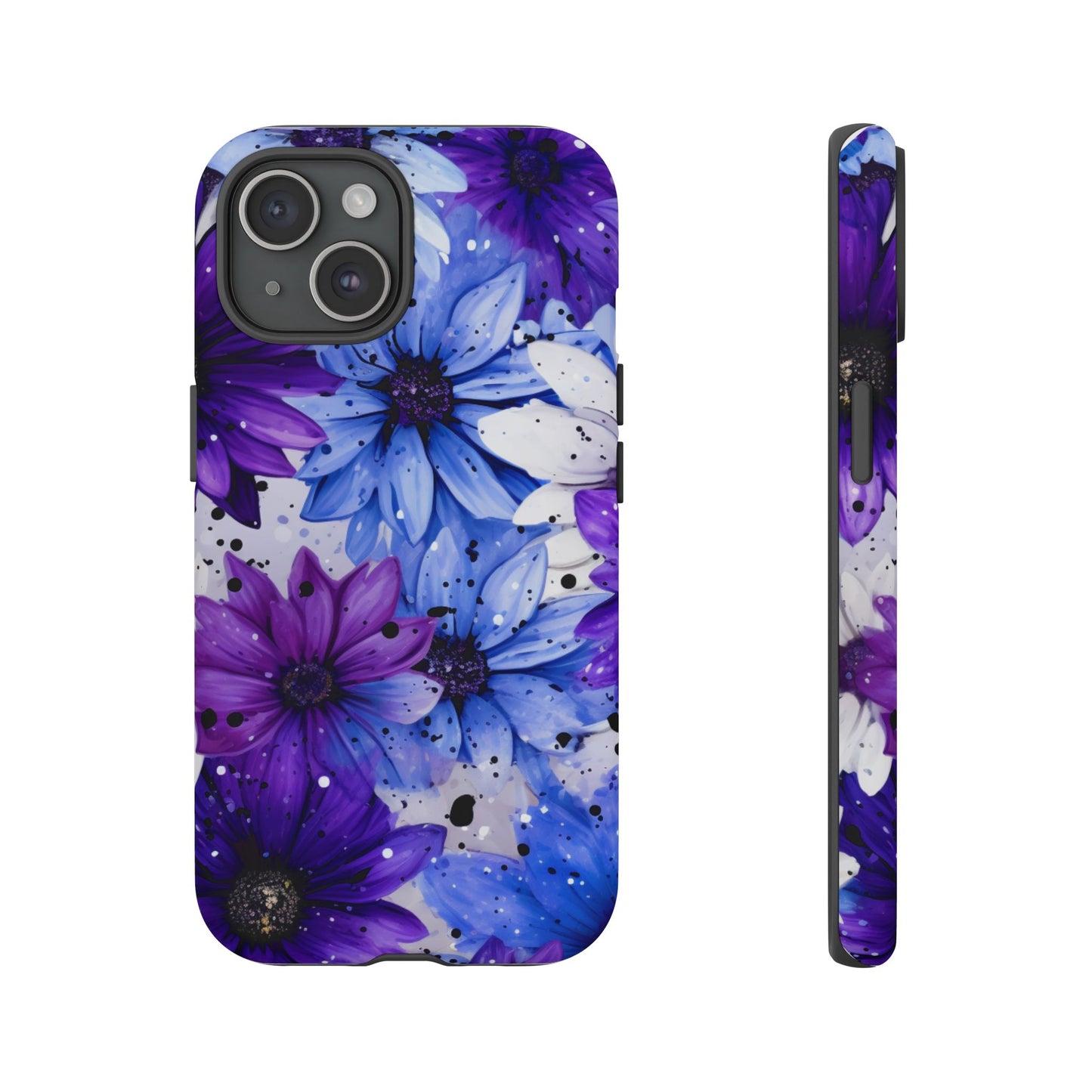 Blue & Purple Floral Splash Mobile Cover – Elegant Artistic Flowers