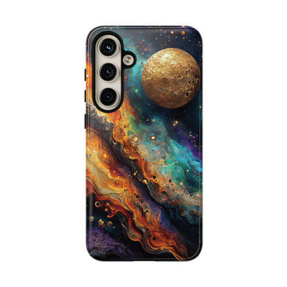 Cosmic Abstract Artwork With Dynamic Swirling Fluid Patterns phone case design.