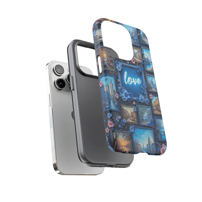 Blue Floral Love Frame Phone Case