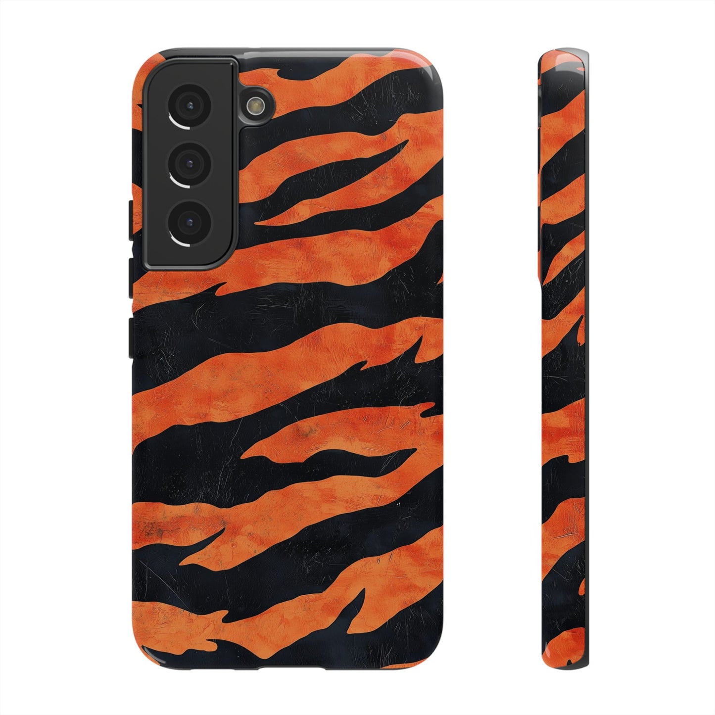 Burnt Orange & Black Tiger Stripes Phone Case for iPhone, Samsung & Google Pixel