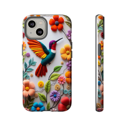Embroidered Hummingbird with Floral Design | Nature's Elegant Stitch