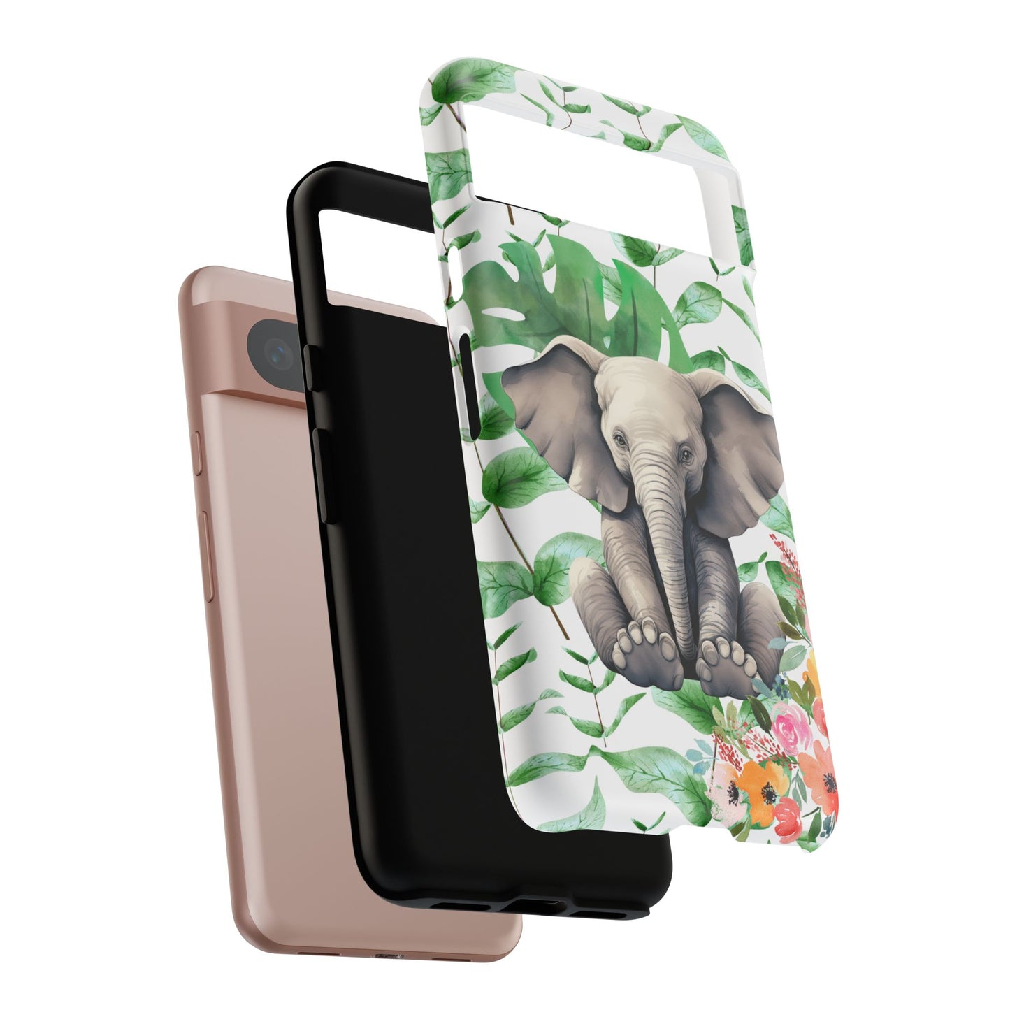 Cute Baby Elephant Mobile Cover – Floral & Tropical Aesthetic