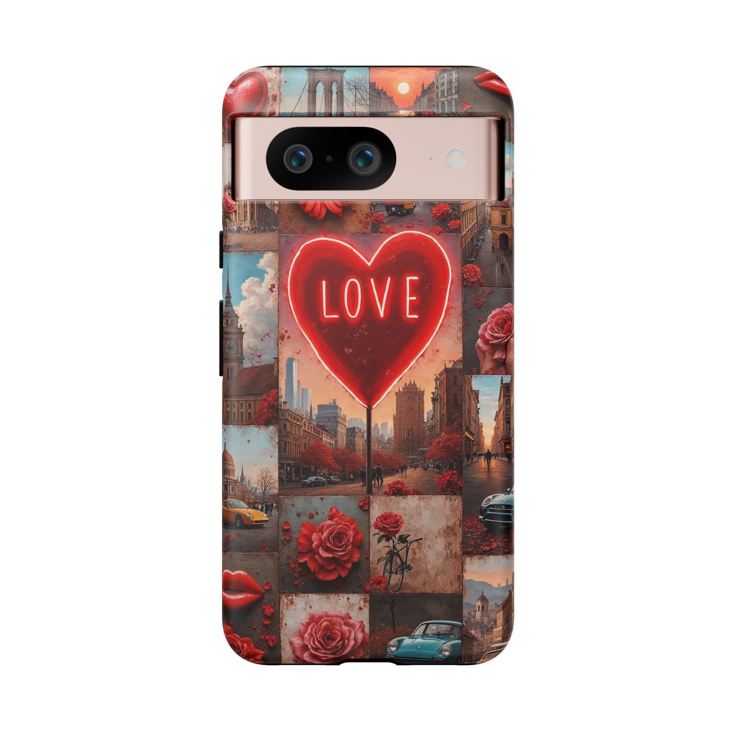 Neon Love Heart & Rose Phone Case