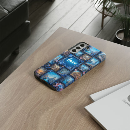 Blue Floral Love Frame Phone Case