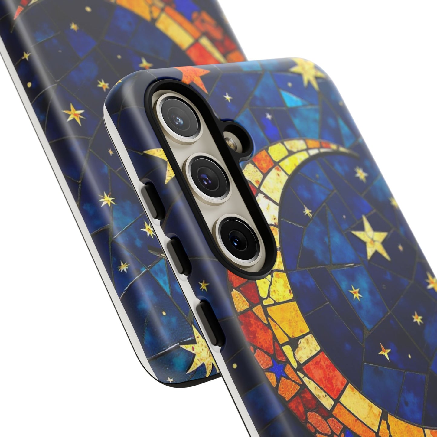 Celestial Crescent: Vibrant Moon and Stars Phone Case