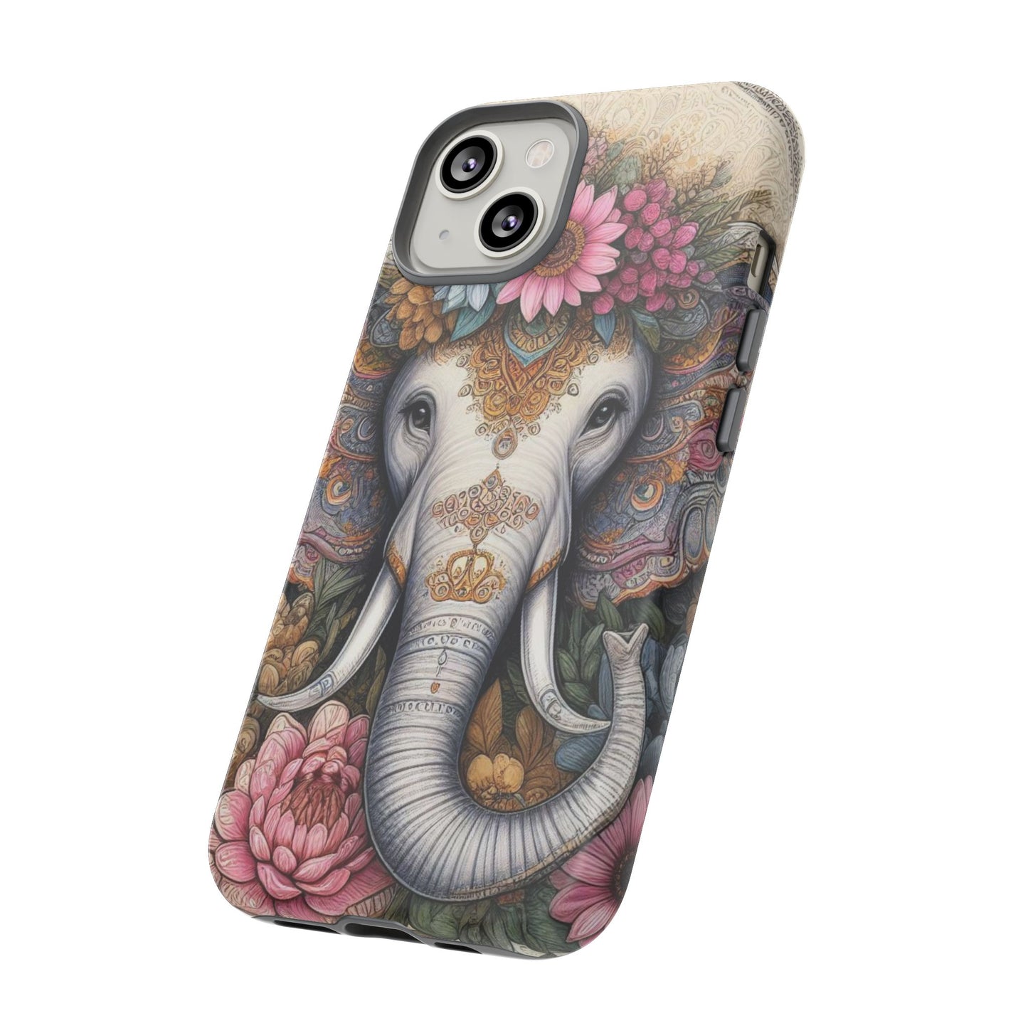 Elegant Floral Elephant Mobile Cover – Royal Mandala Art