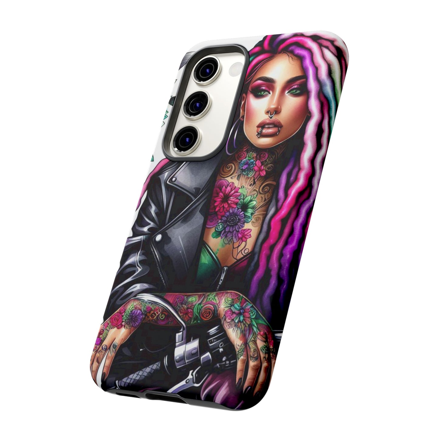 Neon Rebel – Vibrant Biker Queen Mobile Cover