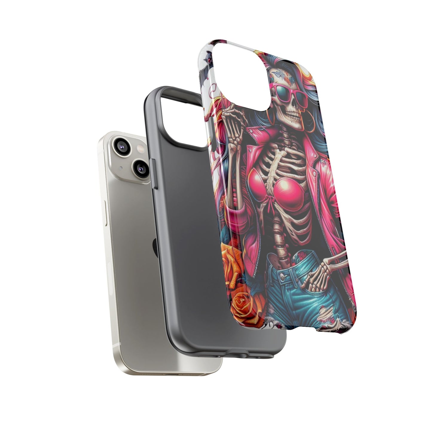 Neon Bones – Retro Skeleton & Vibrant Punk Aesthetic Mobile Cover