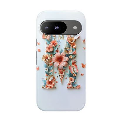 Floral Letter M Phone Case – Personalized Aesthetic Cover for iPhone, Samsung & Google Pixel