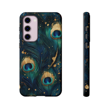 Elegant Peacock Feather Luxe Phone Case for iPhone, Samsung & Google Pixel