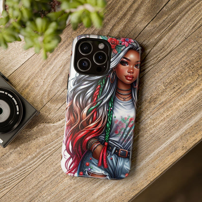 Festive Boho Queen – Holiday Glow & Candy Cane Braids Mobile Cover