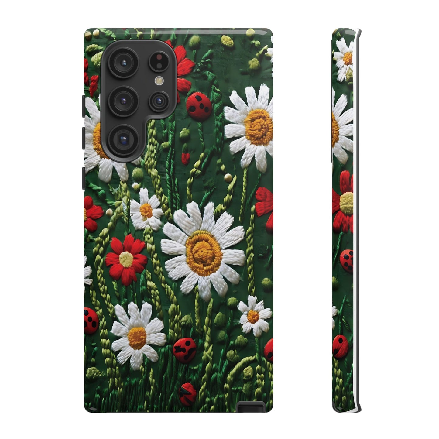 Knitted Pattern With Diamonds And Festive Motifs On Navy phone case design.