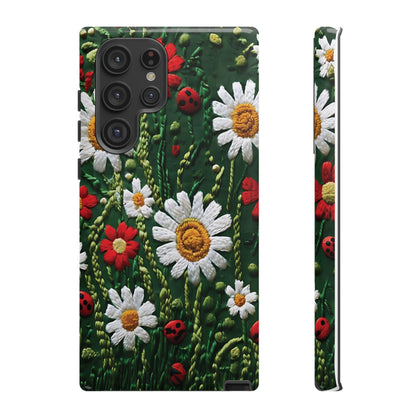 Knitted Pattern With Diamonds And Festive Motifs On Navy phone case design.