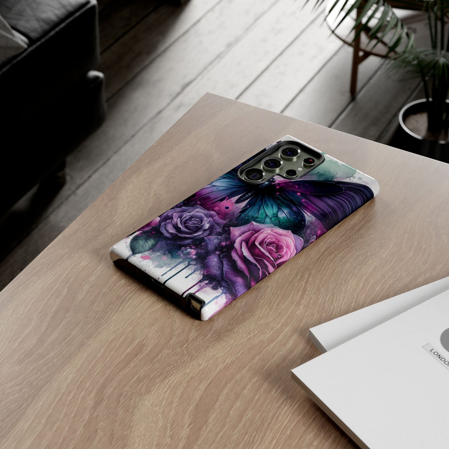 Mystic Bloom – Vibrant Butterfly & Rose Art Mobile Cover