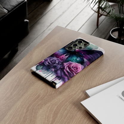 Mystic Bloom – Vibrant Butterfly & Rose Art Mobile Cover