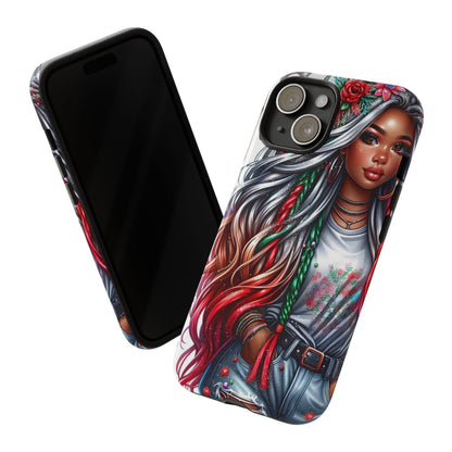 Festive Boho Queen – Holiday Glow & Candy Cane Braids Mobile Cover