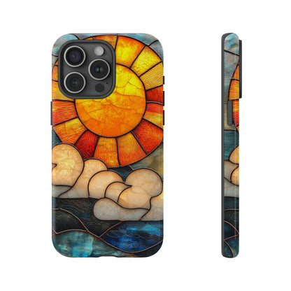 Modern Stained Glass Phone Case – Warm Tones & Abstract Landscape for iPhone, Samsung & Pixel