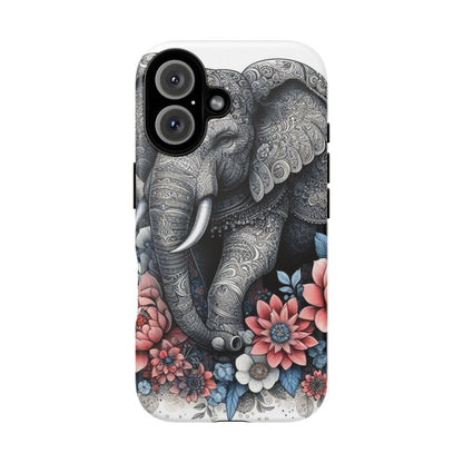 Mandala Elephant Mobile Cover – Elegant Black & White Floral Art