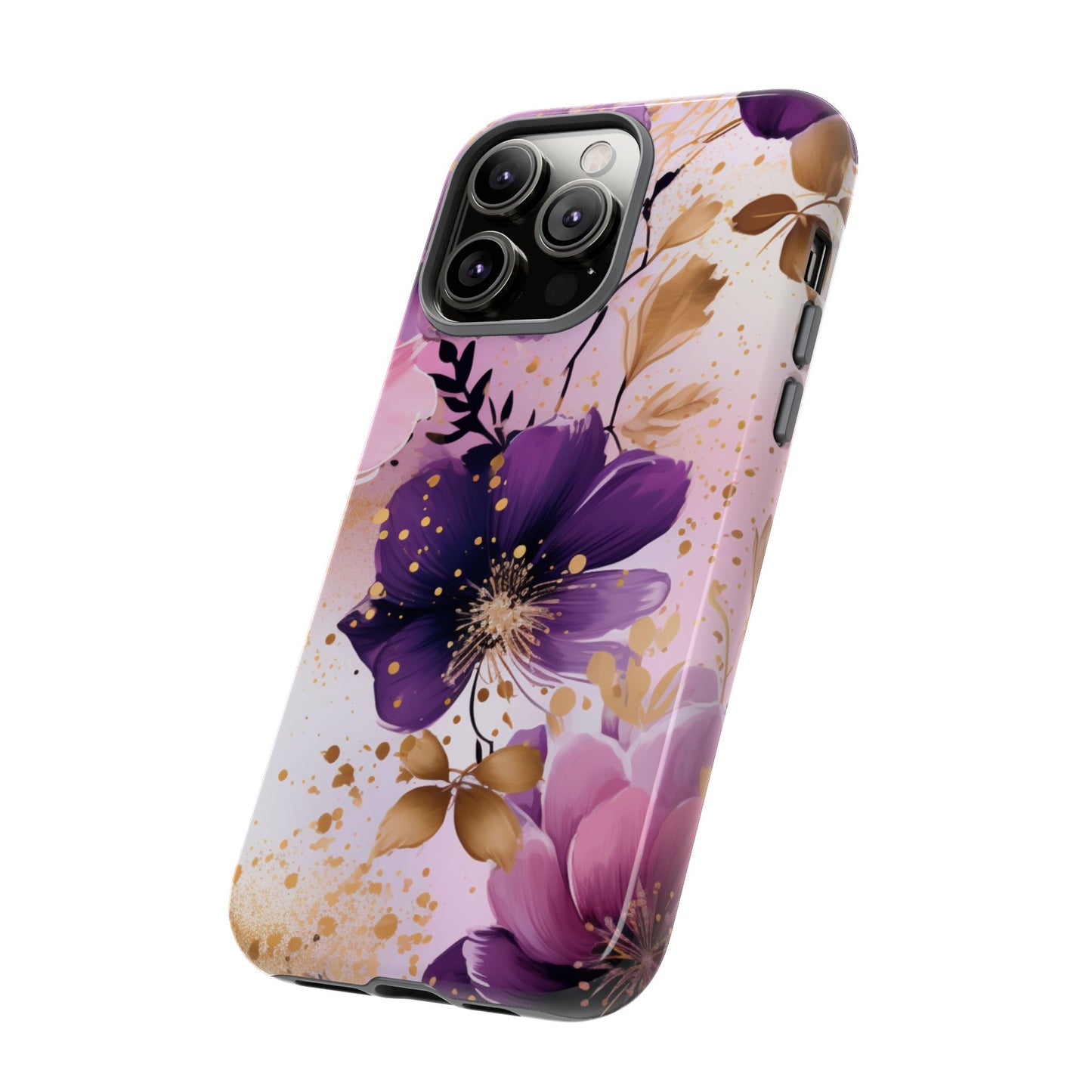 Luxury Purple & Gold Floral Aesthetic Mobile Case