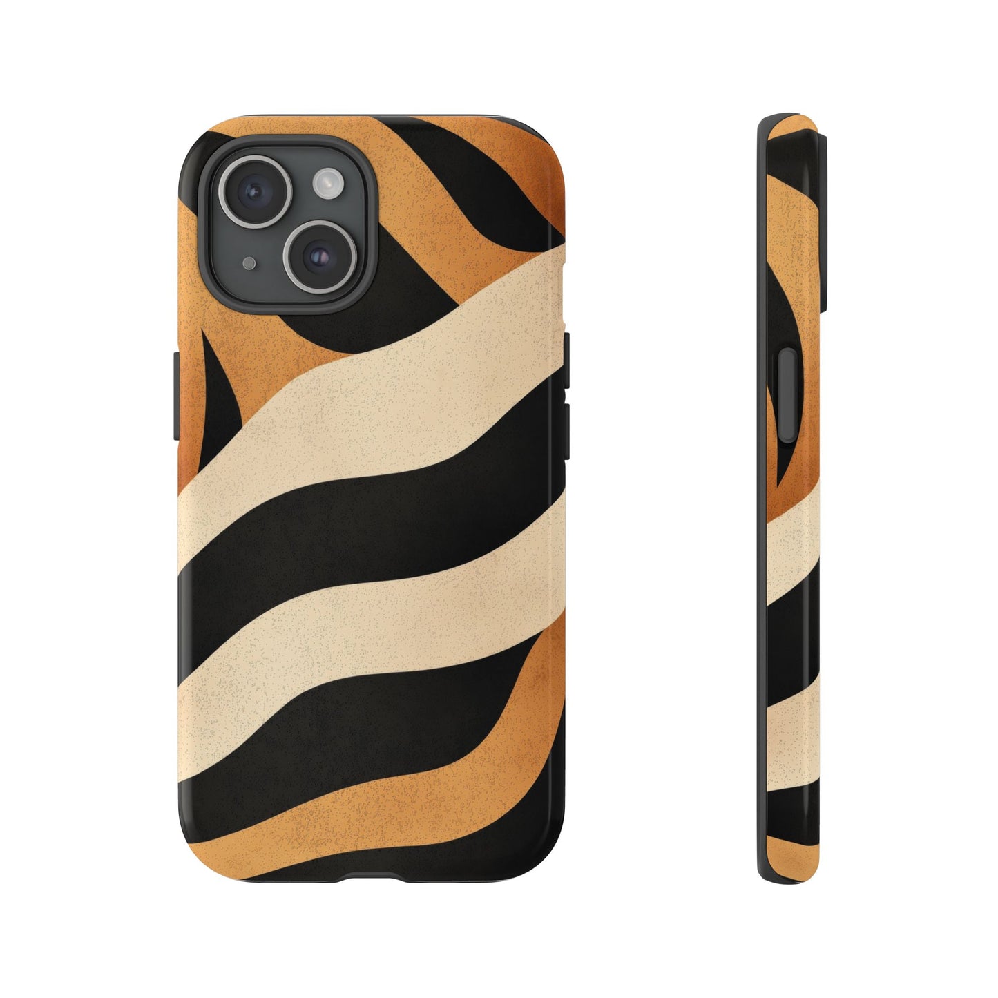 Bold Tiger Stripes Phone Case – Black, Orange & Cream Perfect for iPhone, Samsung & Google Pixel
