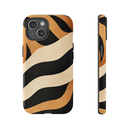 Bold Tiger Stripes Phone Case – Black, Orange & Cream Perfect for iPhone, Samsung & Google Pixel