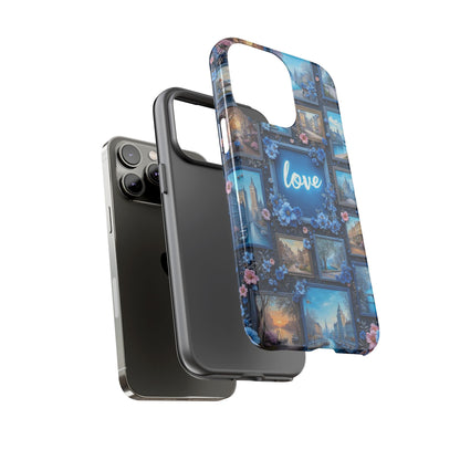 Blue Floral Love Frame Phone Case