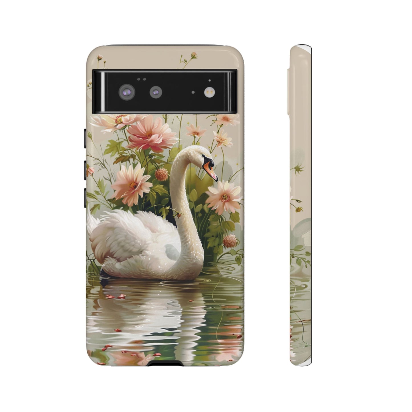 Floral Swan Phone Case – Bird Phone Case, Elegant & Protective for iPhone, Samsung & Google Pixel