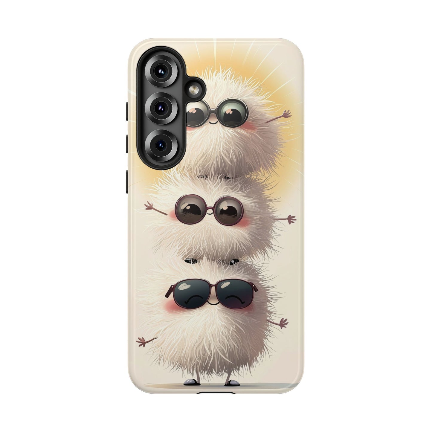 Stacked Fluff Squad Phone Case – Kawaii Anime Creatures with Sunglasses, iPhone, Samsung & Google Pixel Case