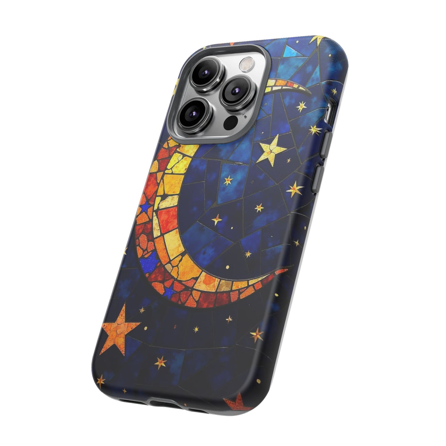 Celestial Crescent: Vibrant Moon and Stars Phone Case