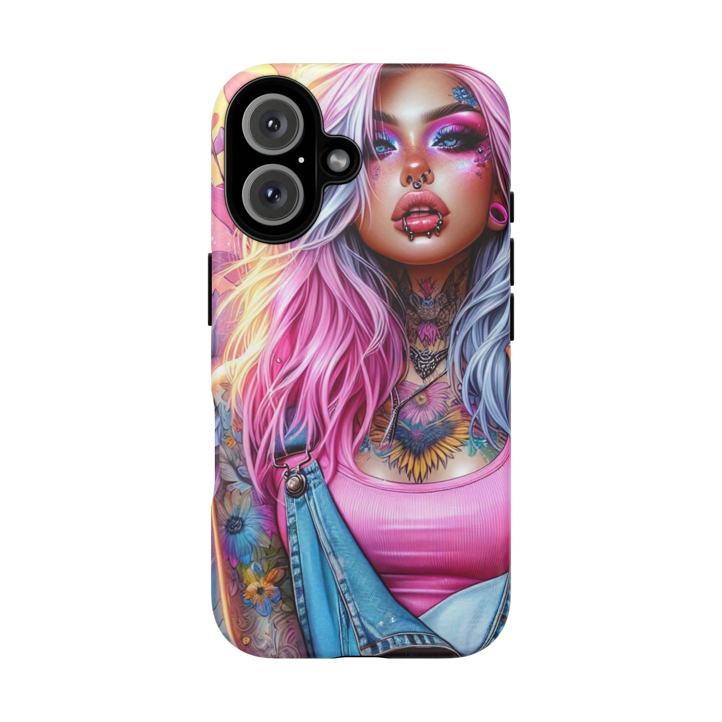 Sunset Glow – Pastel Punk & Floral Ink Mobile Cover