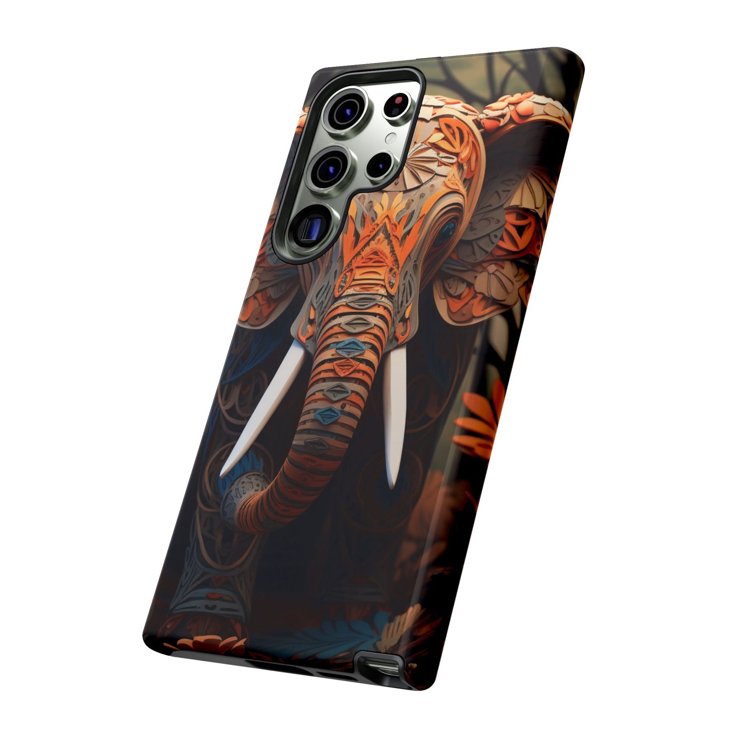Elegant Artistic Elephant Mobile Cover – Intricate Paper-Cut Design