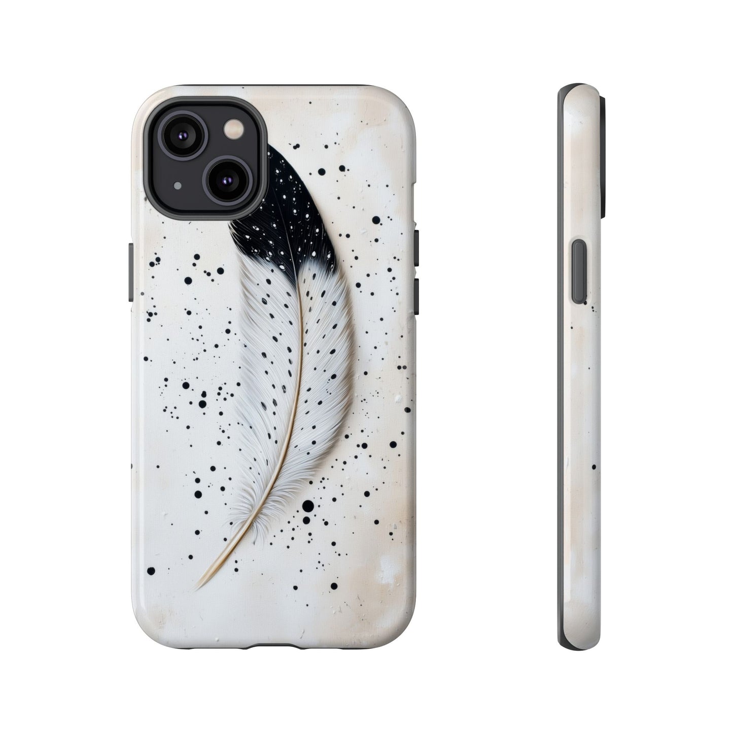 Elegant Owl Feather Phone Case – Black & White for iPhone, Samsung & Google Pixel