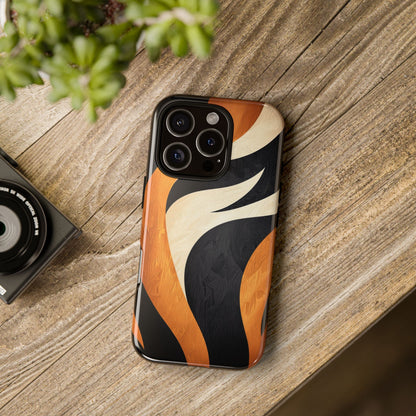 Bold Tiger Stripes Phone Case – Black, Orange & Cream for iPhone, Samsung & Google Pixel