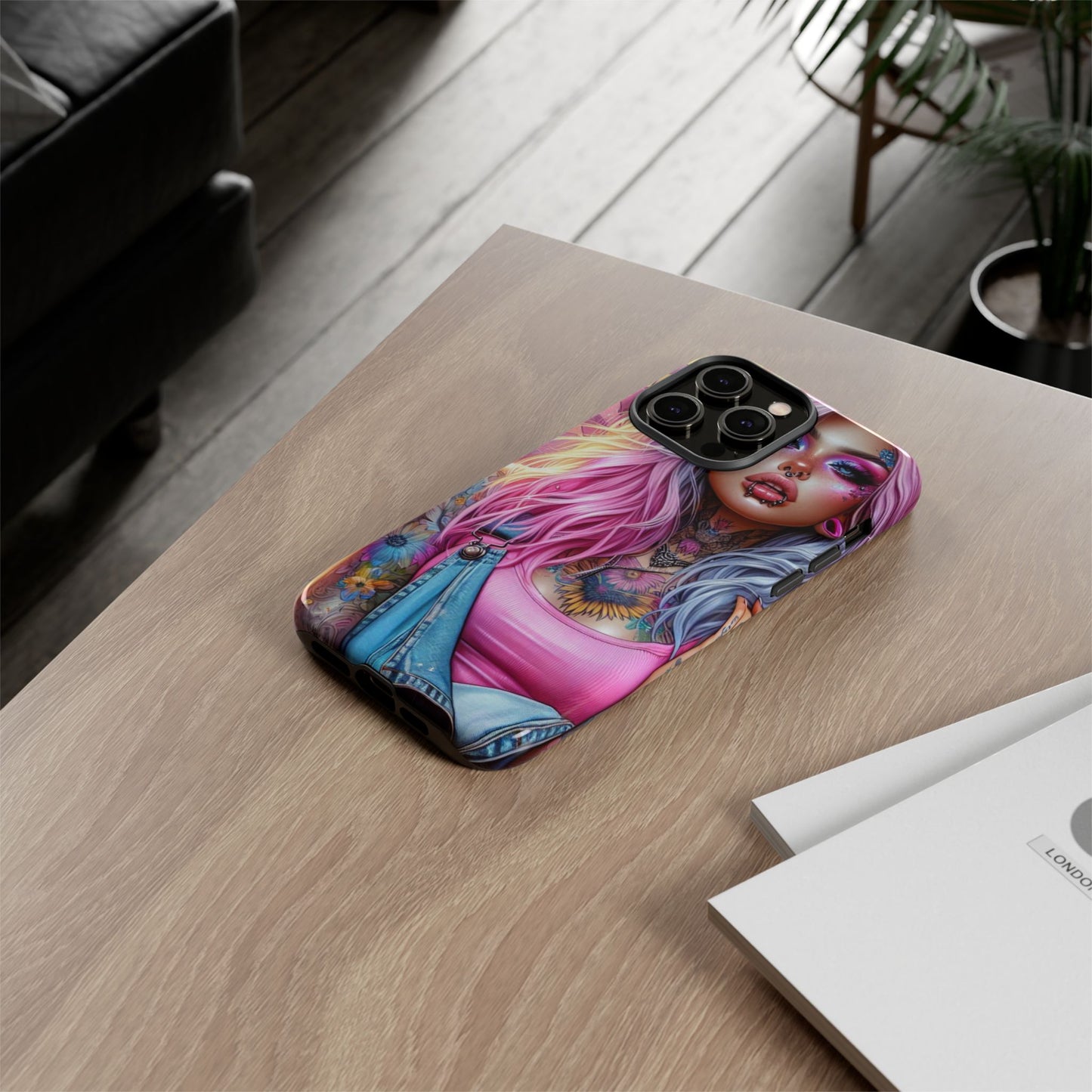 Sunset Glow – Pastel Punk & Floral Ink Mobile Cover