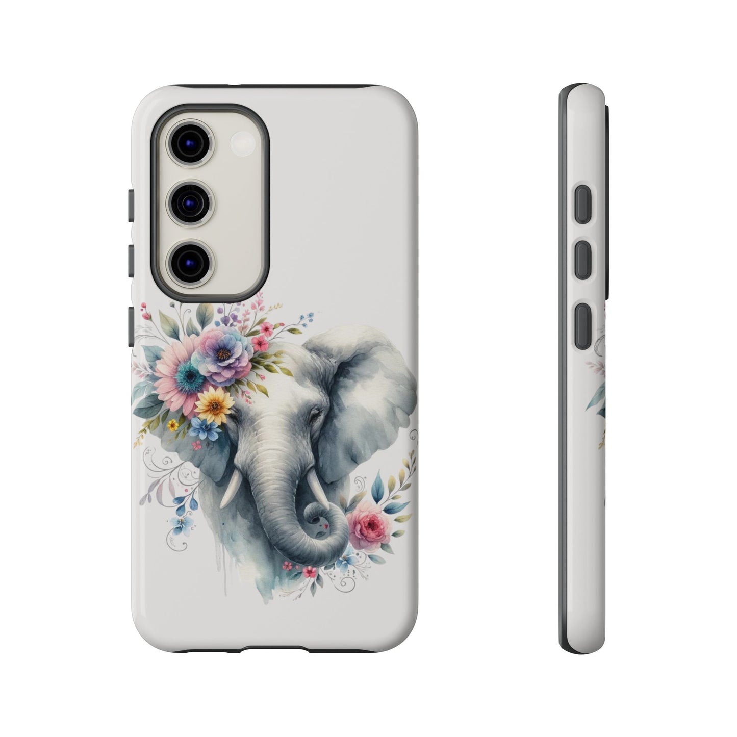 Floral Elephant Mobile Cover – Elegant Watercolor Art