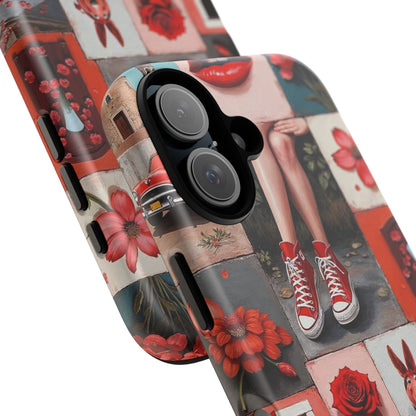Red Sneakers & Roses Collage Phone Case